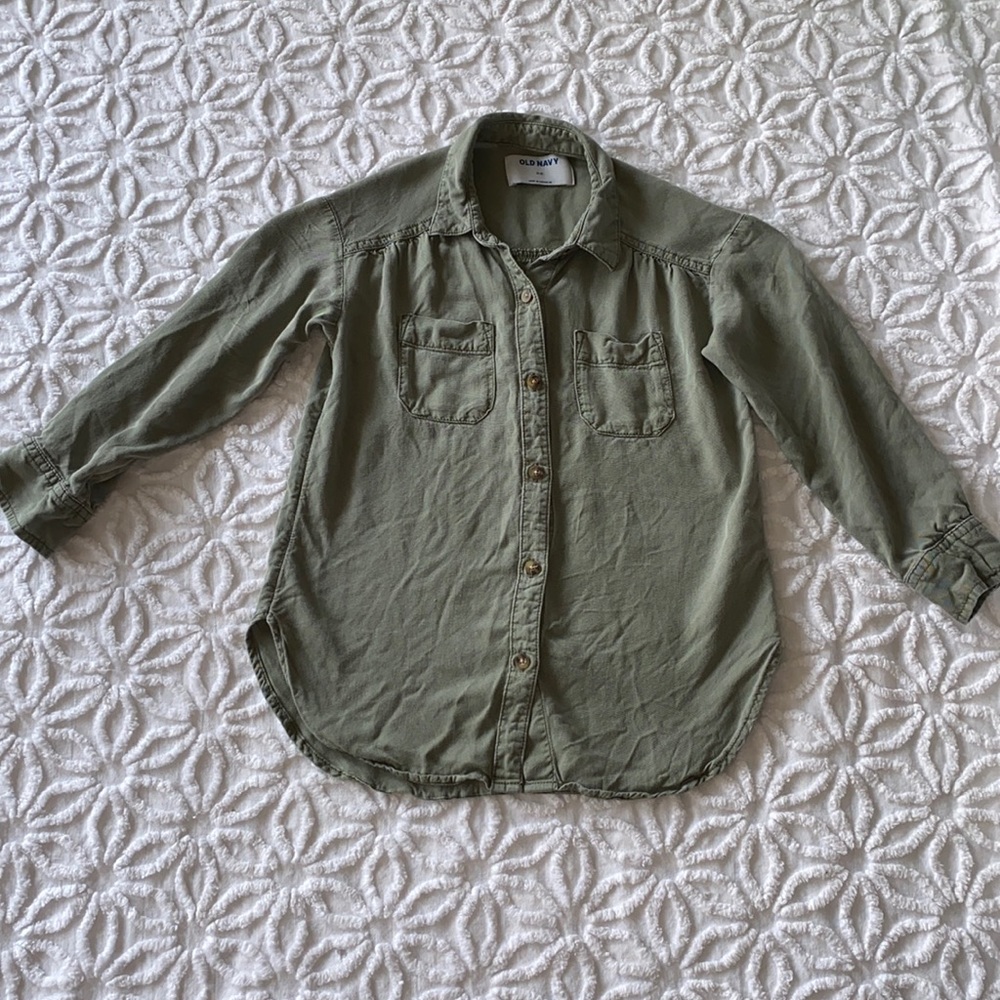 🌸Old Navy girls button up 3/4 sleeve blouse top